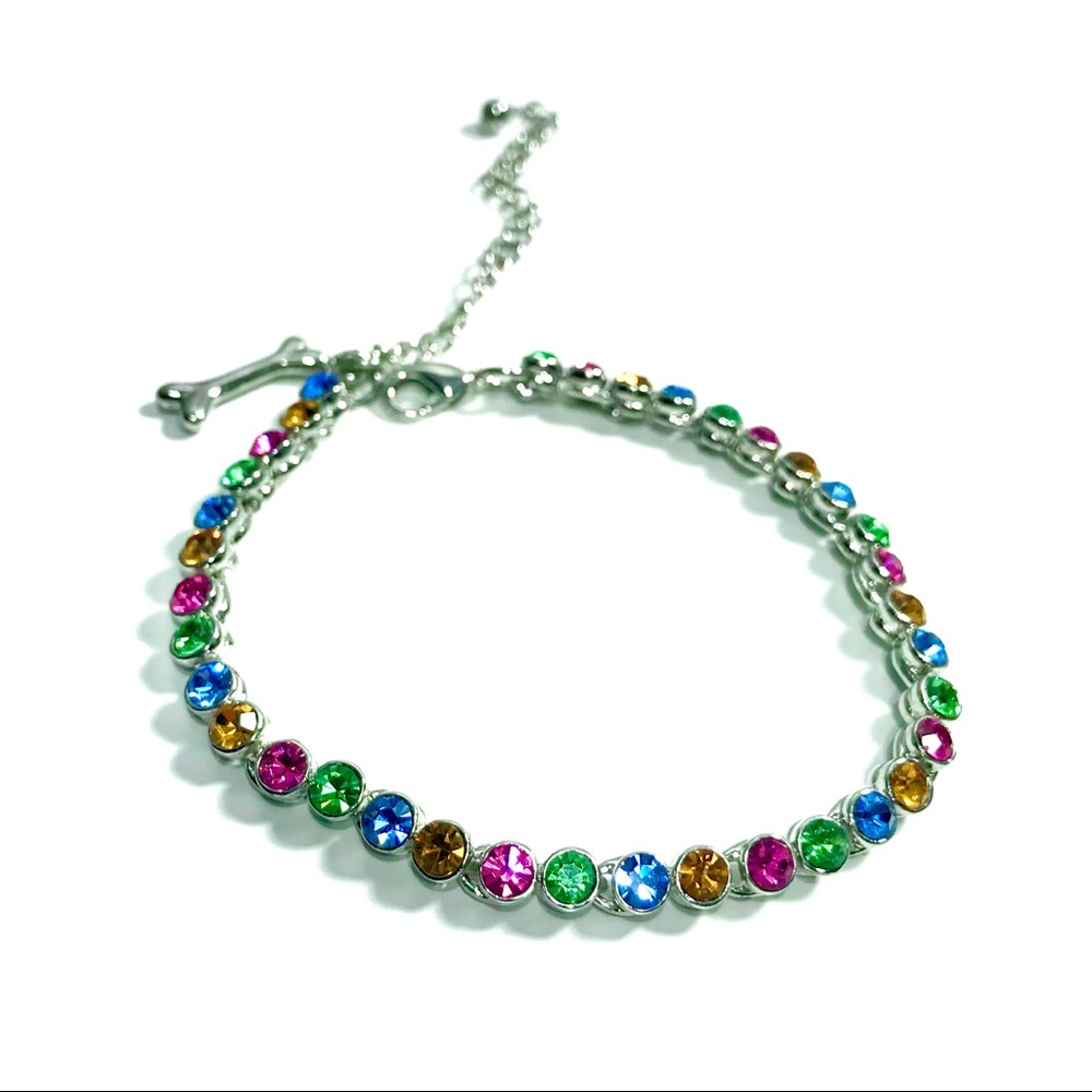 Small Dog Cat Rhinestone Necklaces Multi Color